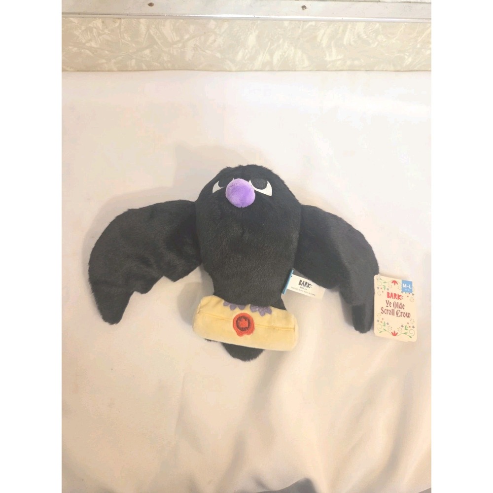 Bark Box Ye Olde Scroll Crow Knights Of Gnawmore Plush Black M-L Dog Toy NWT